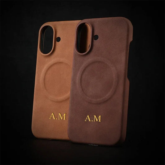 Personalised Gold Letter Leather iPhone Case - Vélanoworld