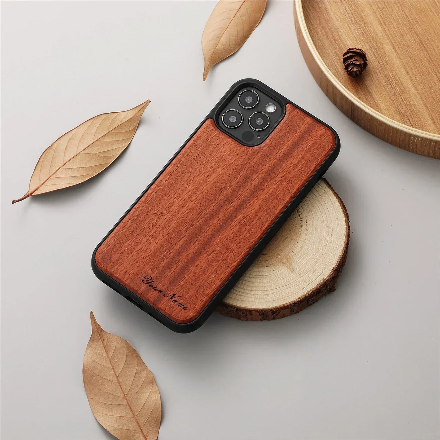 Personalised Solid Wood Bamboo Phone Case - Vélanoworld