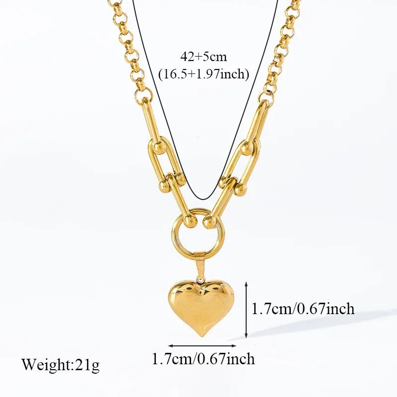 Stainless Steel Heart Pendant Necklace - Vélanoworld