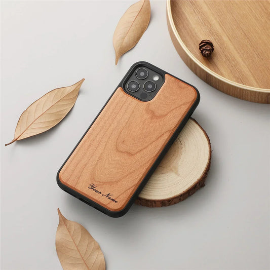 Personalised Solid Wood Bamboo Phone Case - Vélanoworld