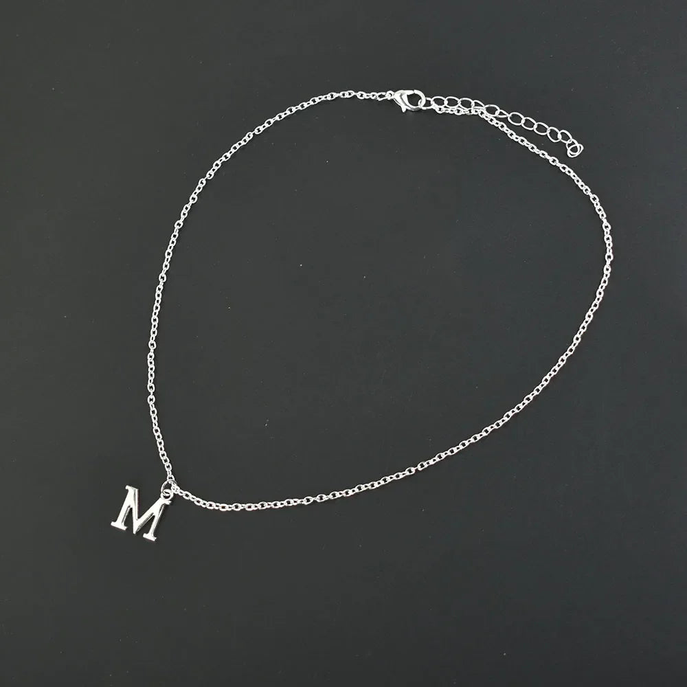 Silver Colour A-Z Alphabet Letter Pendants Necklace for Women - Vélanoworld