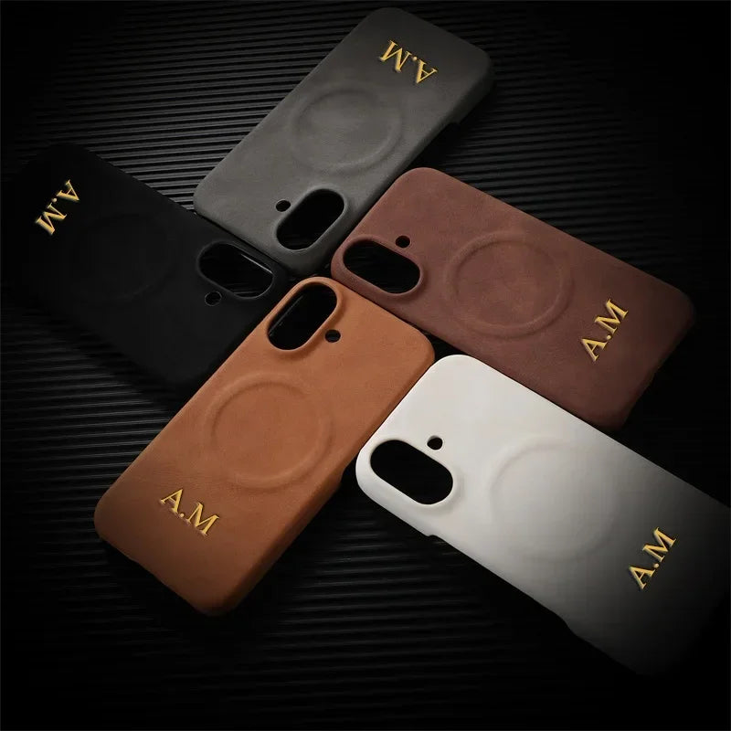 Personalised Gold Letter Leather iPhone Case - Vélanoworld