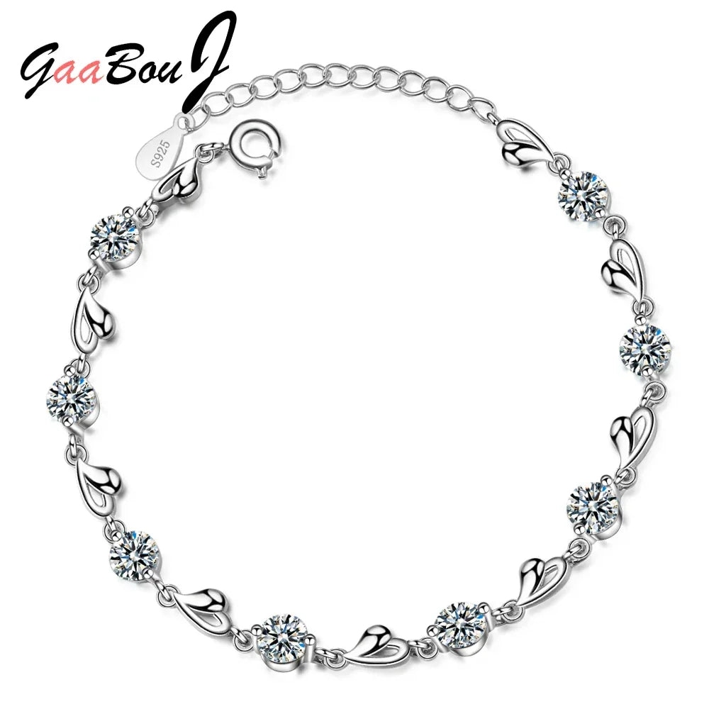 925 Sterling Silver Love Heart Zircon Bracelet for Women - Vélanoworld