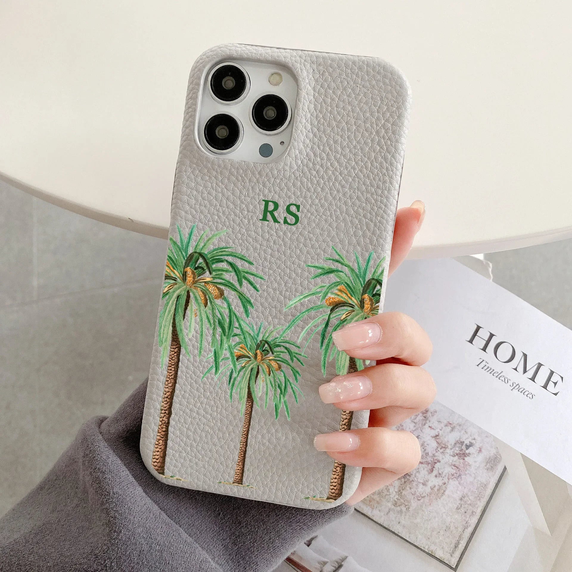 Personalised Palm Trees Leather Case - Vélanoworld