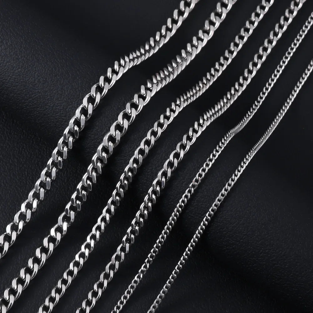 3.5mm Silver Stainless Steel Cuban Chain Necklace - Vélanoworld