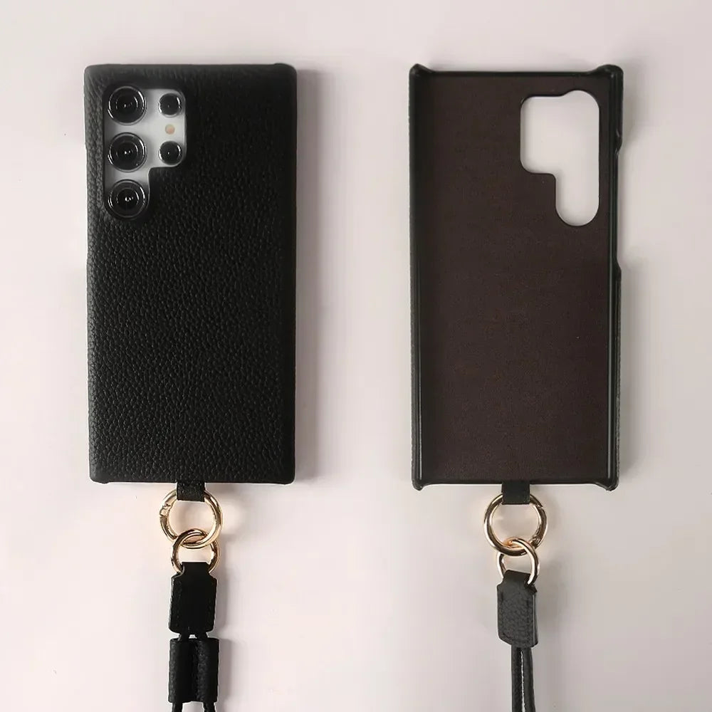 Luxury Leather Crossbody Samsung Case - Vélanoworld