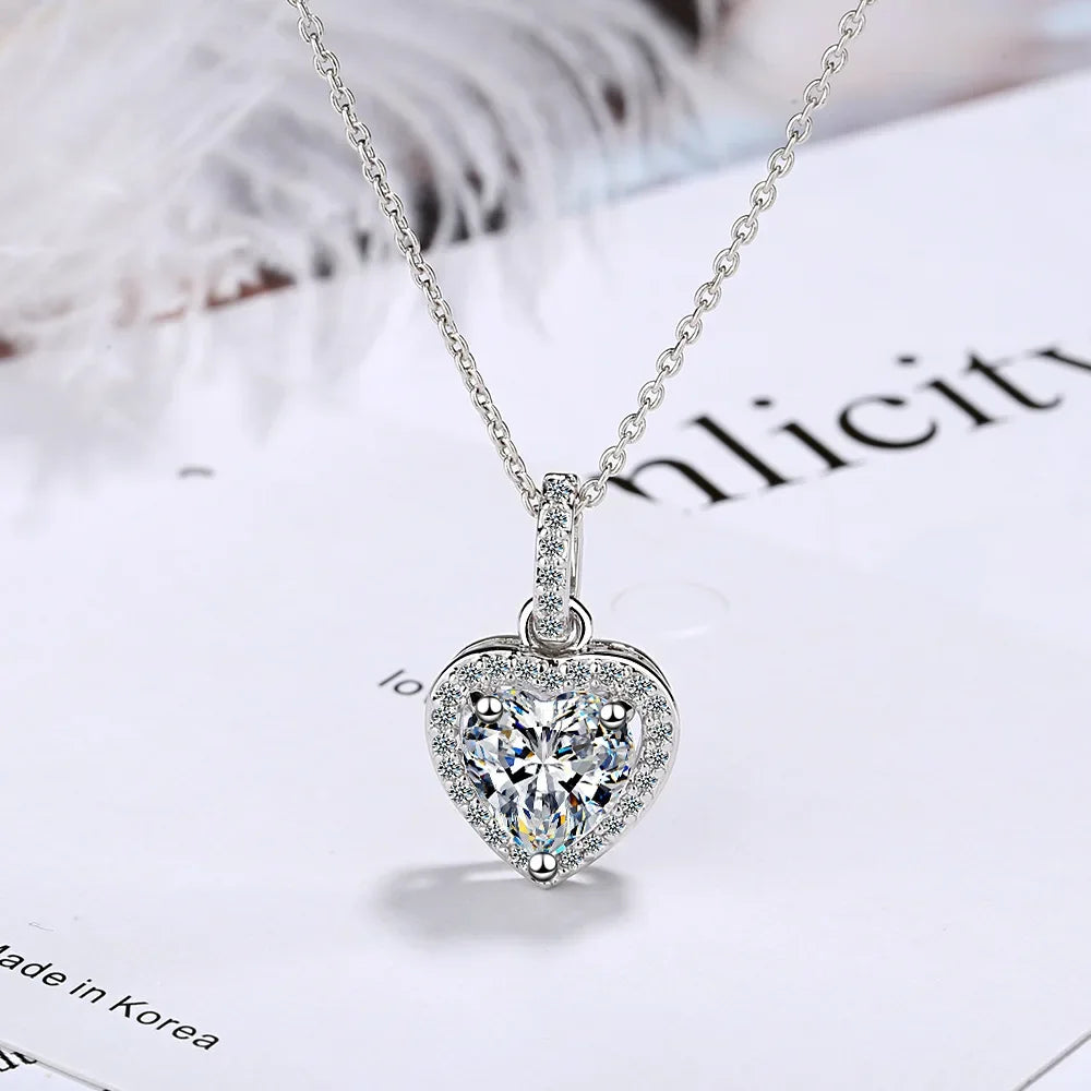 925 Sterling Silver Heart Pendant Necklace for Women - Vélanoworld