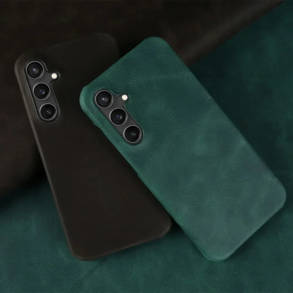 Genuine Leather Case for Samsung Galaxy – Retro Protective Cover - Vélanoworld
