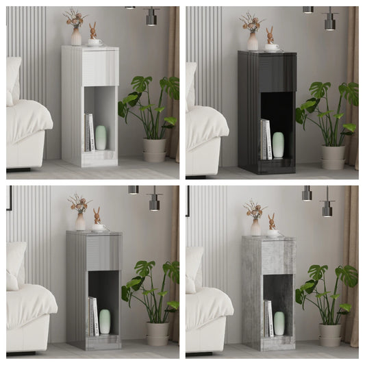 Slim Tall Bedside Table Cabinet with Drawer & Storage Shelf