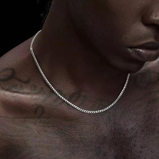 3.5mm Silver Stainless Steel Cuban Chain Necklace - Vélanoworld