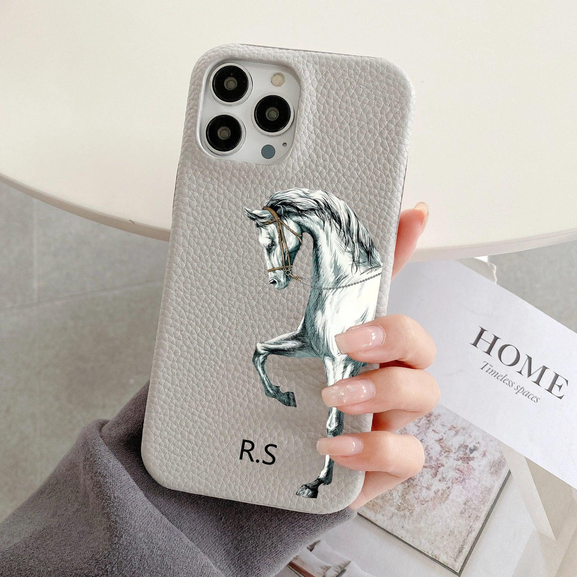 Personalised Leather Horse iPhone Case - Vélanoworld