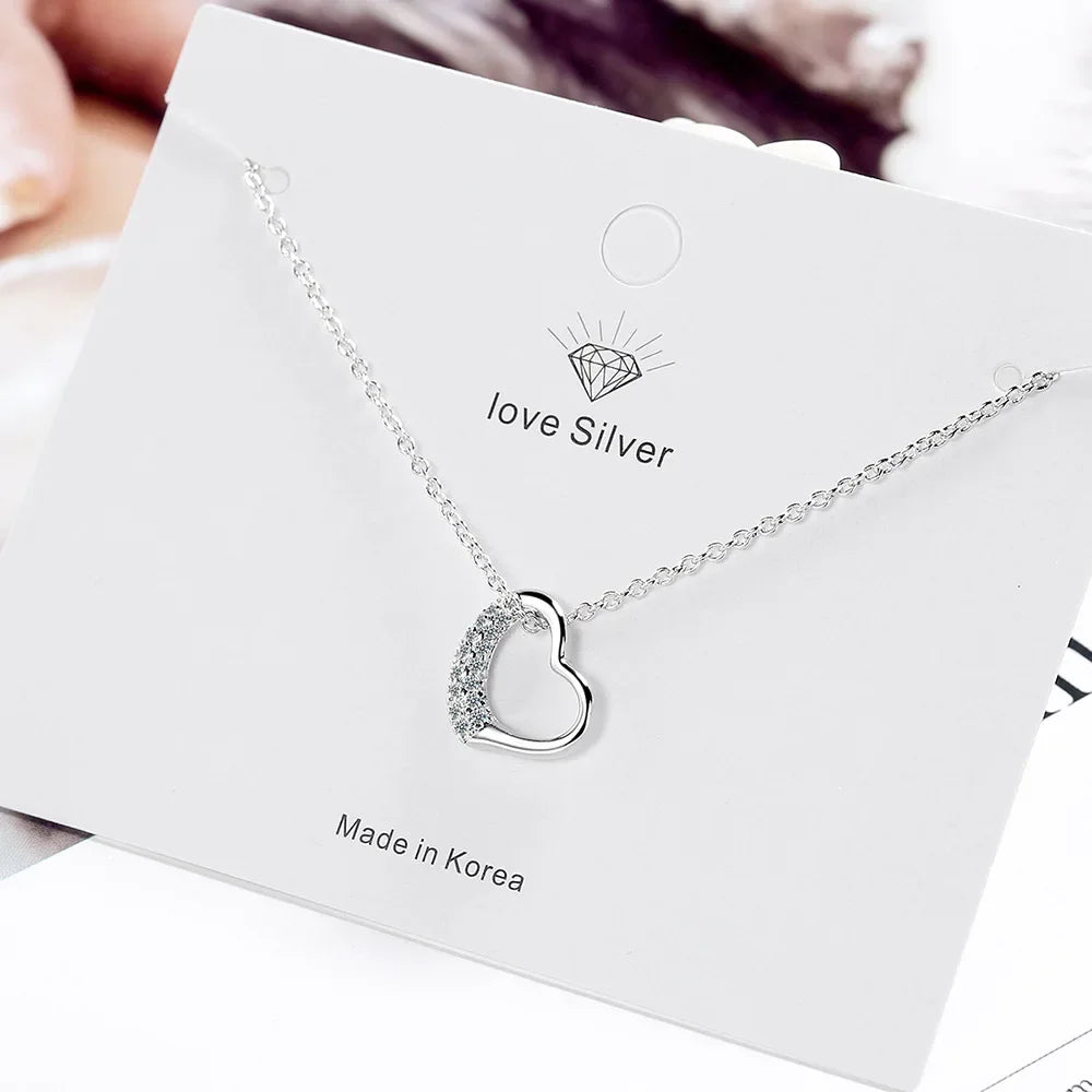 925 Sterling Silver Zircon Heart Necklace - Vélanoworld