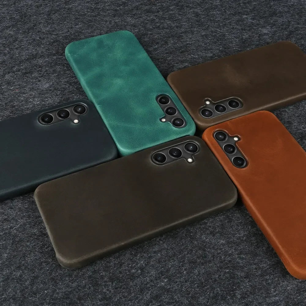 Genuine Leather Case for Samsung Galaxy – Retro Protective Cover - Vélanoworld
