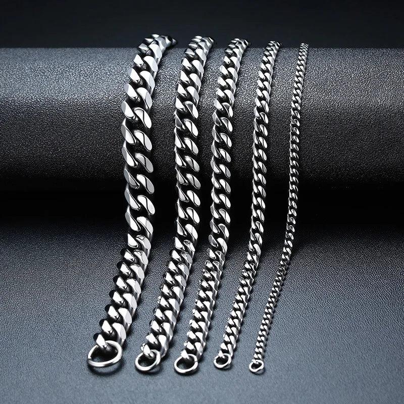 3.5mm Silver Stainless Steel Cuban Chain Necklace - Vélanoworld