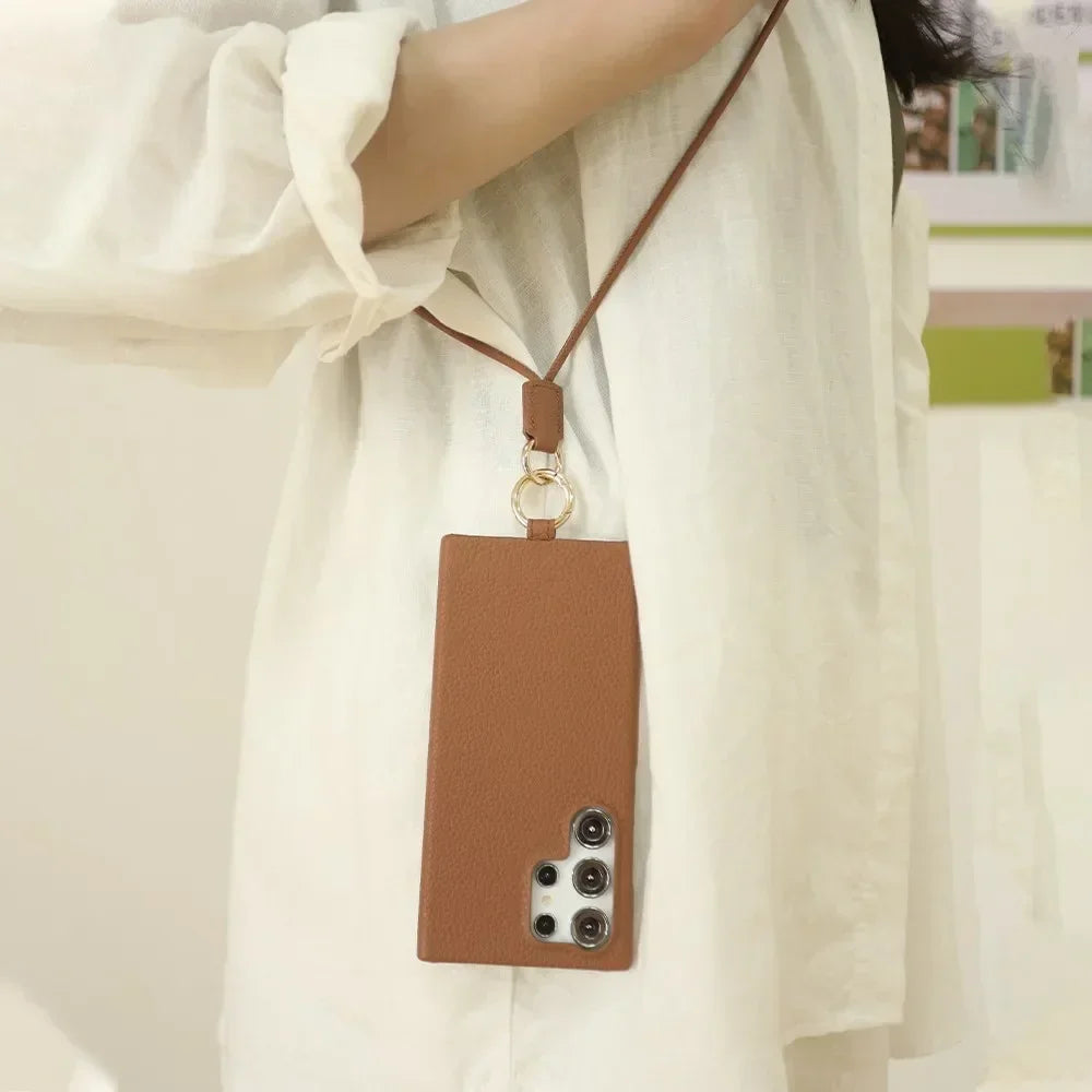 Luxury Leather Crossbody Samsung Case - Vélanoworld