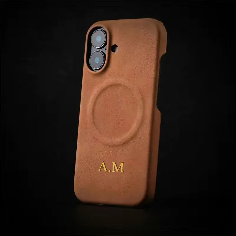 Personalised Gold Letter Leather iPhone Case - Vélanoworld