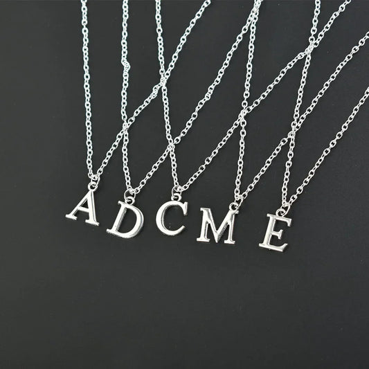 Silver Colour A-Z Alphabet Letter Pendants Necklace for Women - Vélanoworld