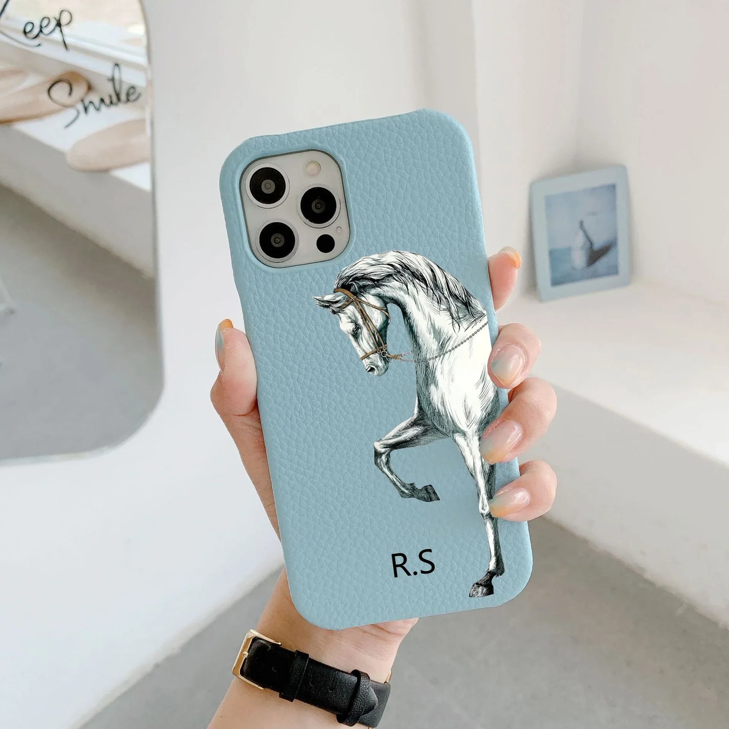 Personalised Leather Horse iPhone Case - Vélanoworld