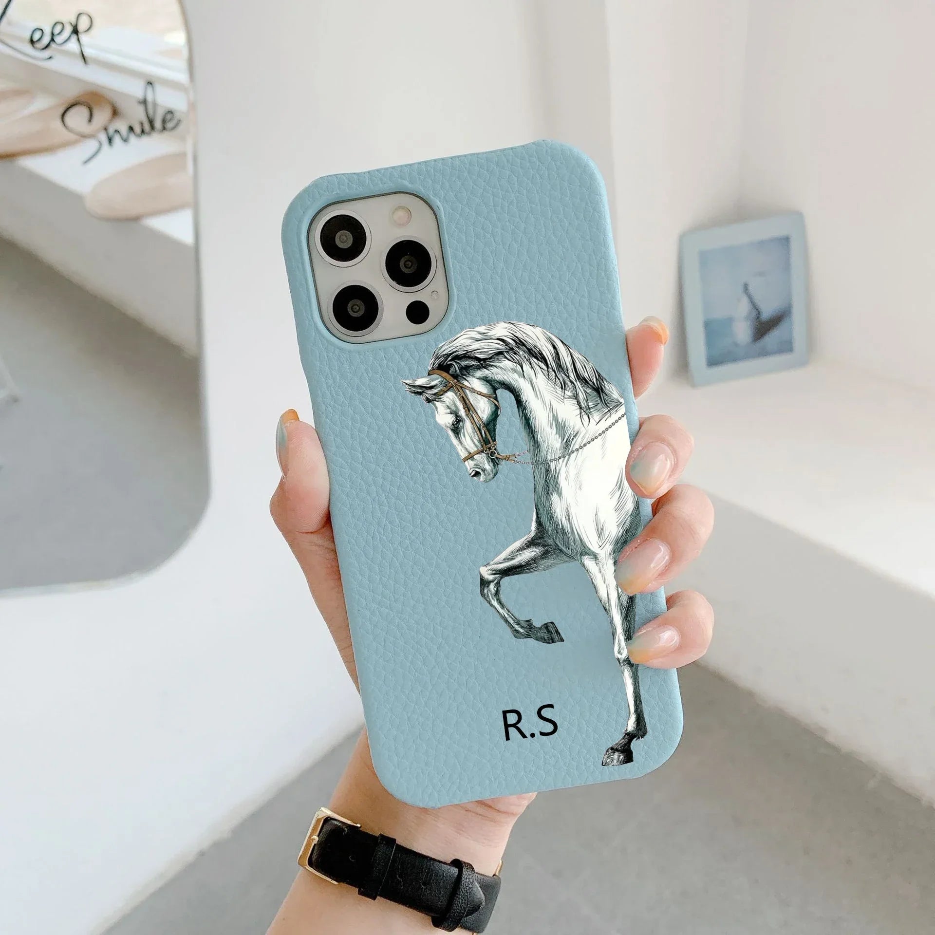 Personalised Leather Horse iPhone Case - Vélanoworld