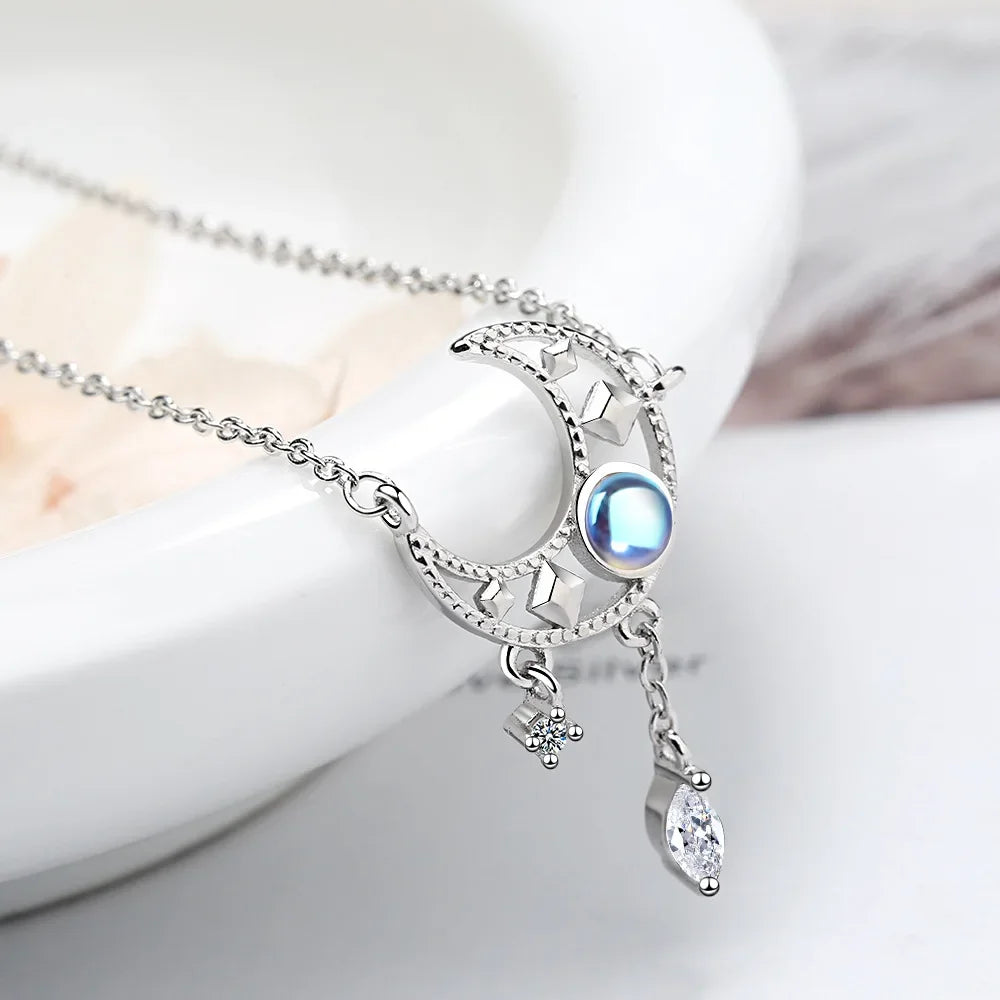 925 Sterling Silver Moon Pendant Necklace - Vélanoworld