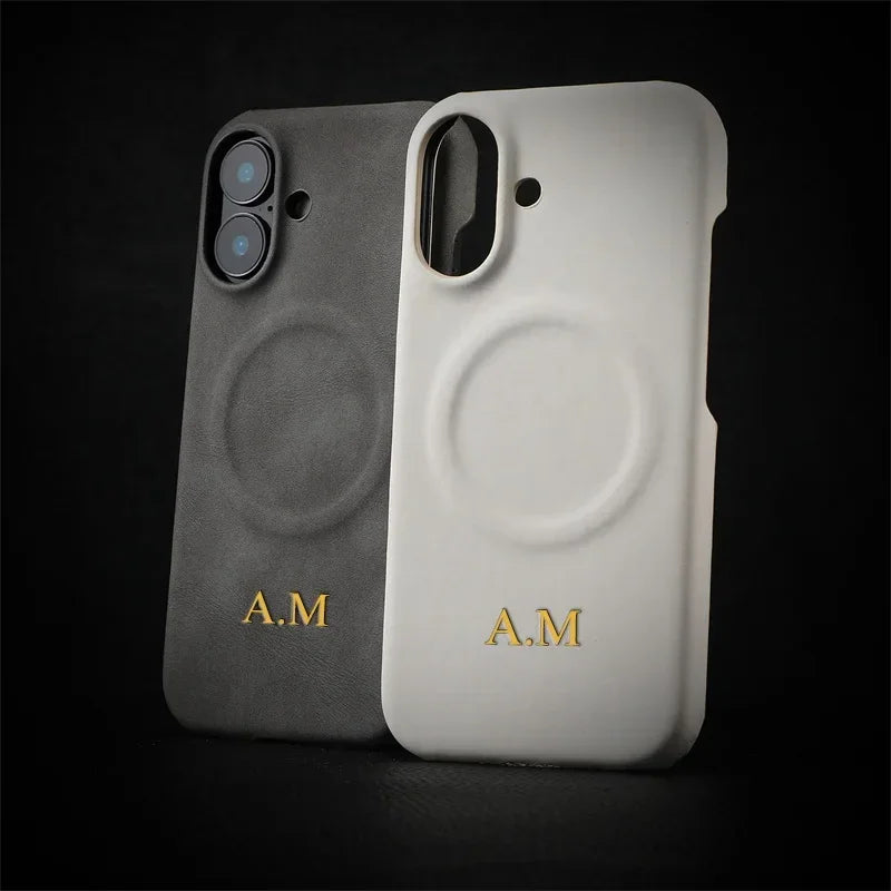 Personalised Gold Letter Leather iPhone Case - Vélanoworld