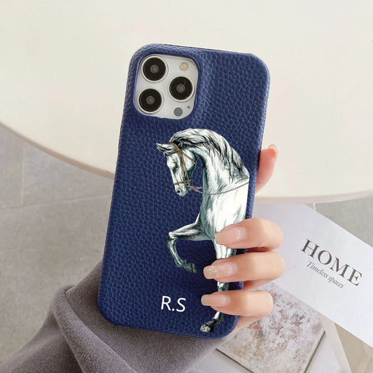 Personalised Leather Horse iPhone Case - Vélanoworld