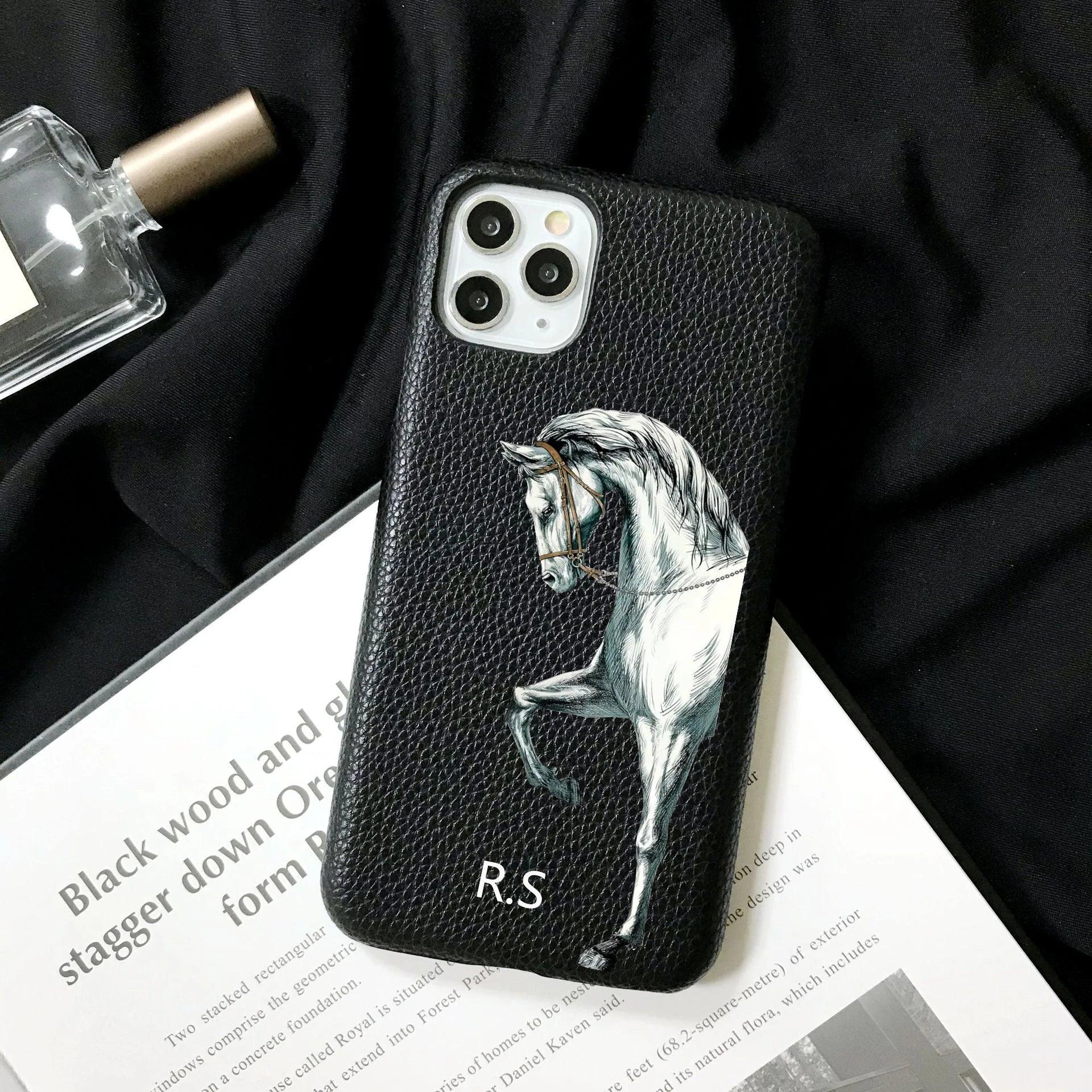 Personalised Leather Horse iPhone Case - Vélanoworld