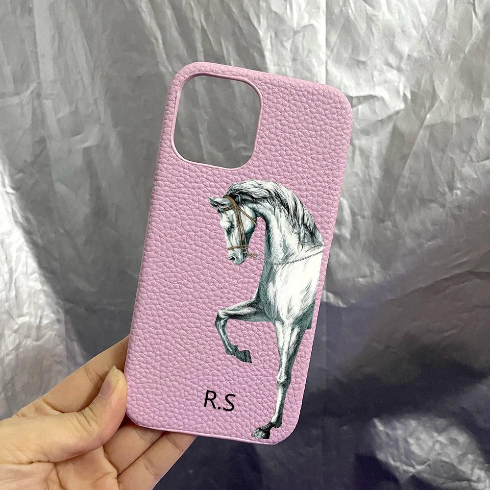 Personalised Leather Horse iPhone Case - Vélanoworld