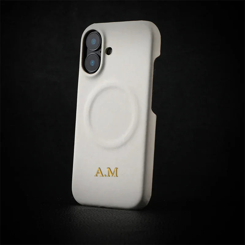 Personalised Gold Letter Leather iPhone Case - Vélanoworld