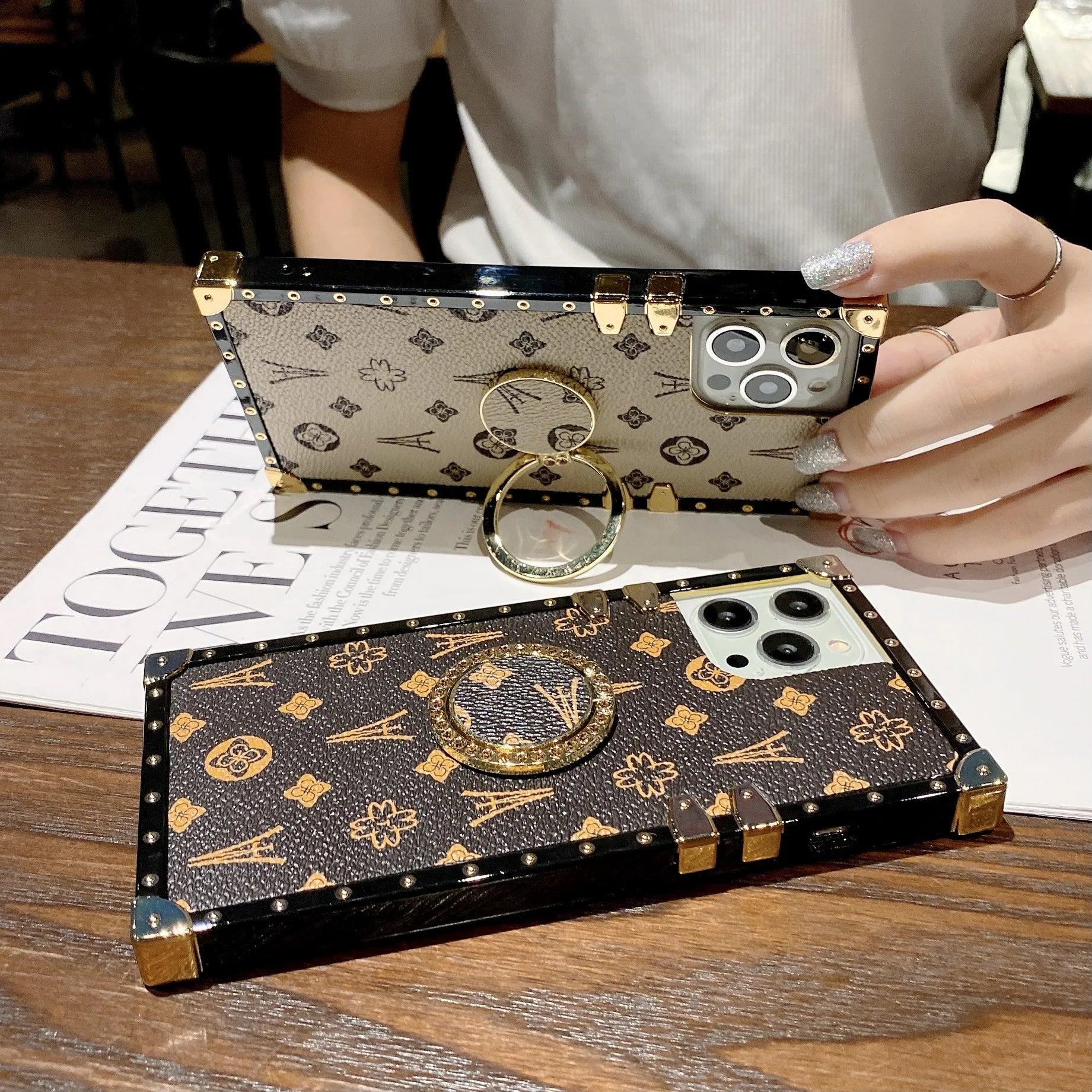 Leather Patterned iPhone Case with Ring Holder - Vélanoworld