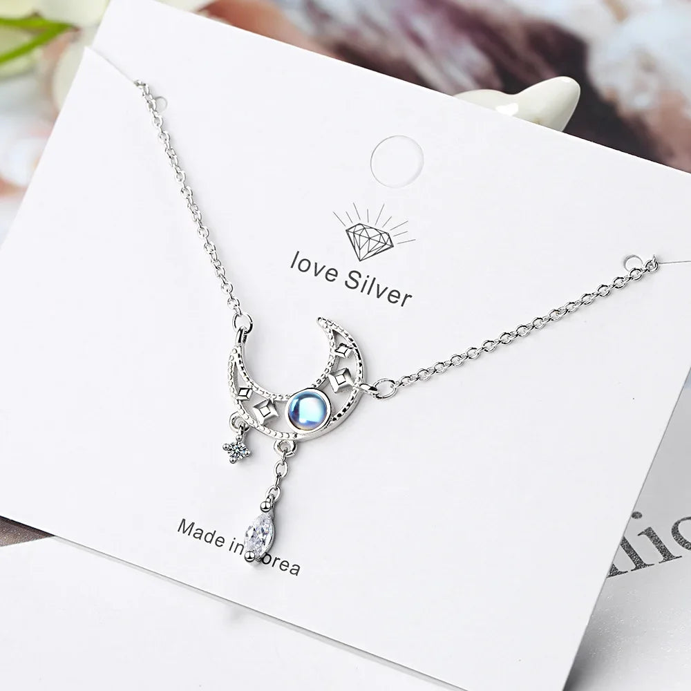 925 Sterling Silver Moon Pendant Necklace - Vélanoworld