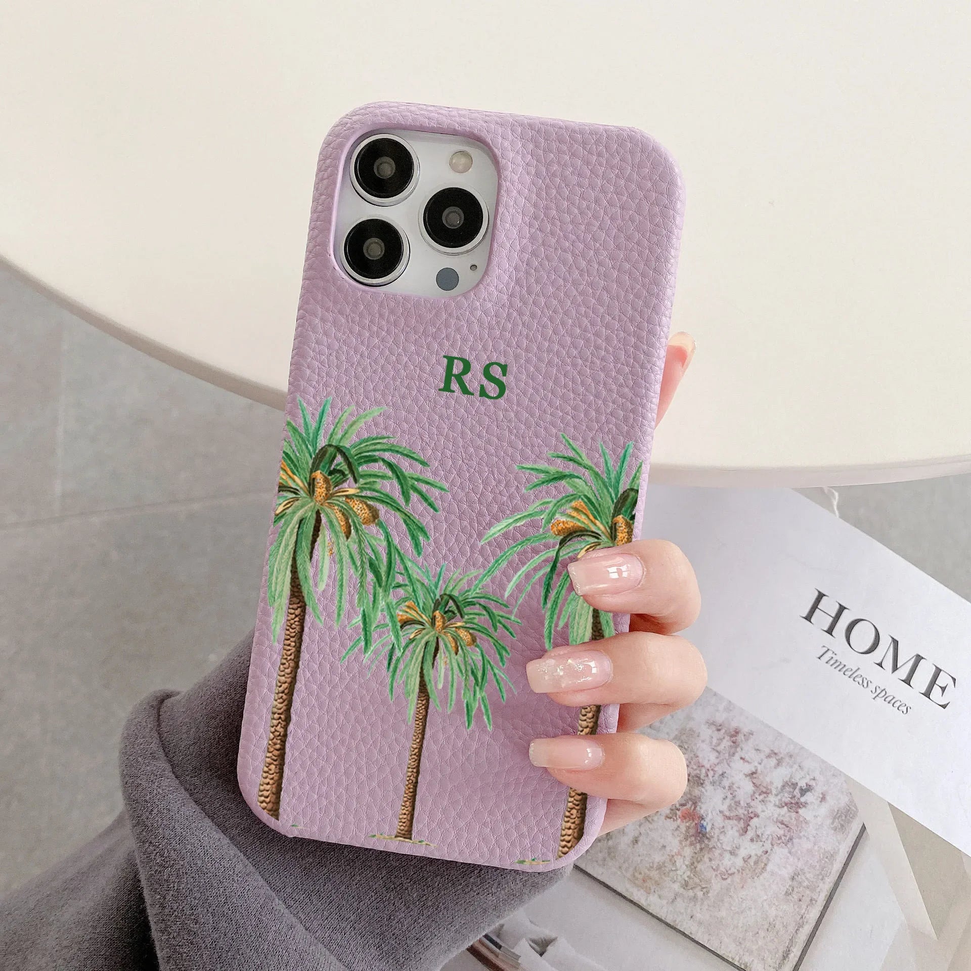 Personalised Palm Trees Leather Case - Vélanoworld