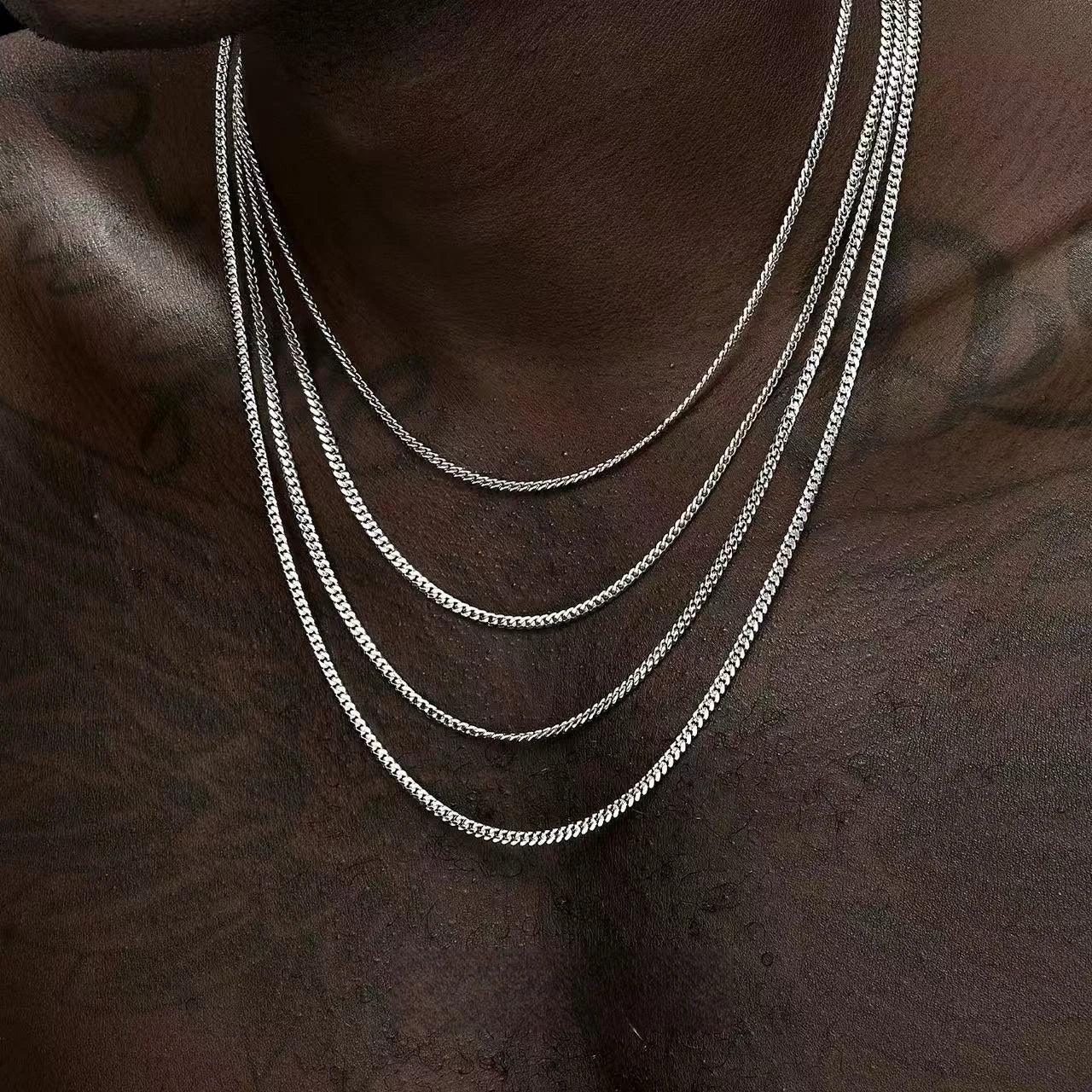 3.5mm Silver Stainless Steel Cuban Chain Necklace - Vélanoworld