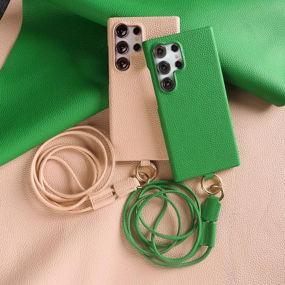 Luxury Leather Crossbody Samsung Case - Vélanoworld