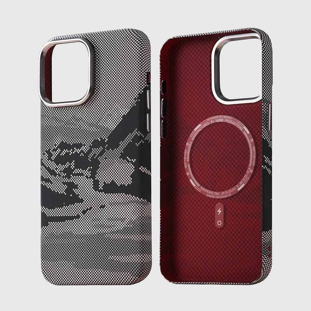 Premium Snow Mountain River Plaid Kevlar iPhone Case - Vélanoworld