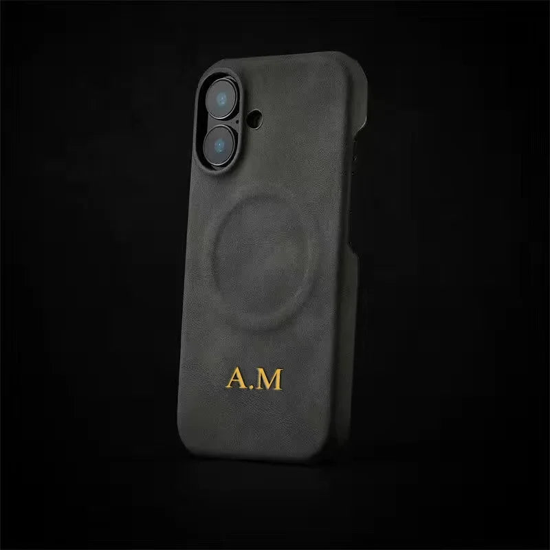 Personalised Gold Letter Leather iPhone Case - Vélanoworld