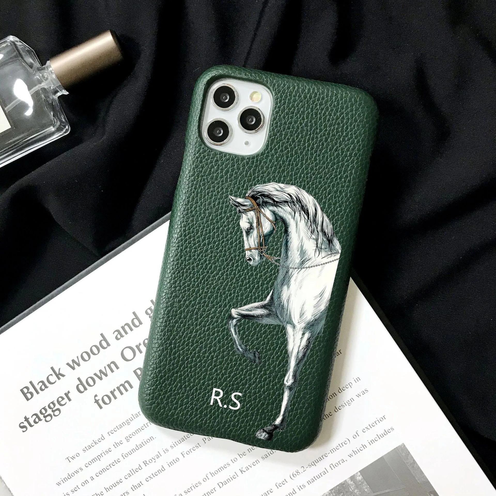 Personalised Leather Horse iPhone Case - Vélanoworld