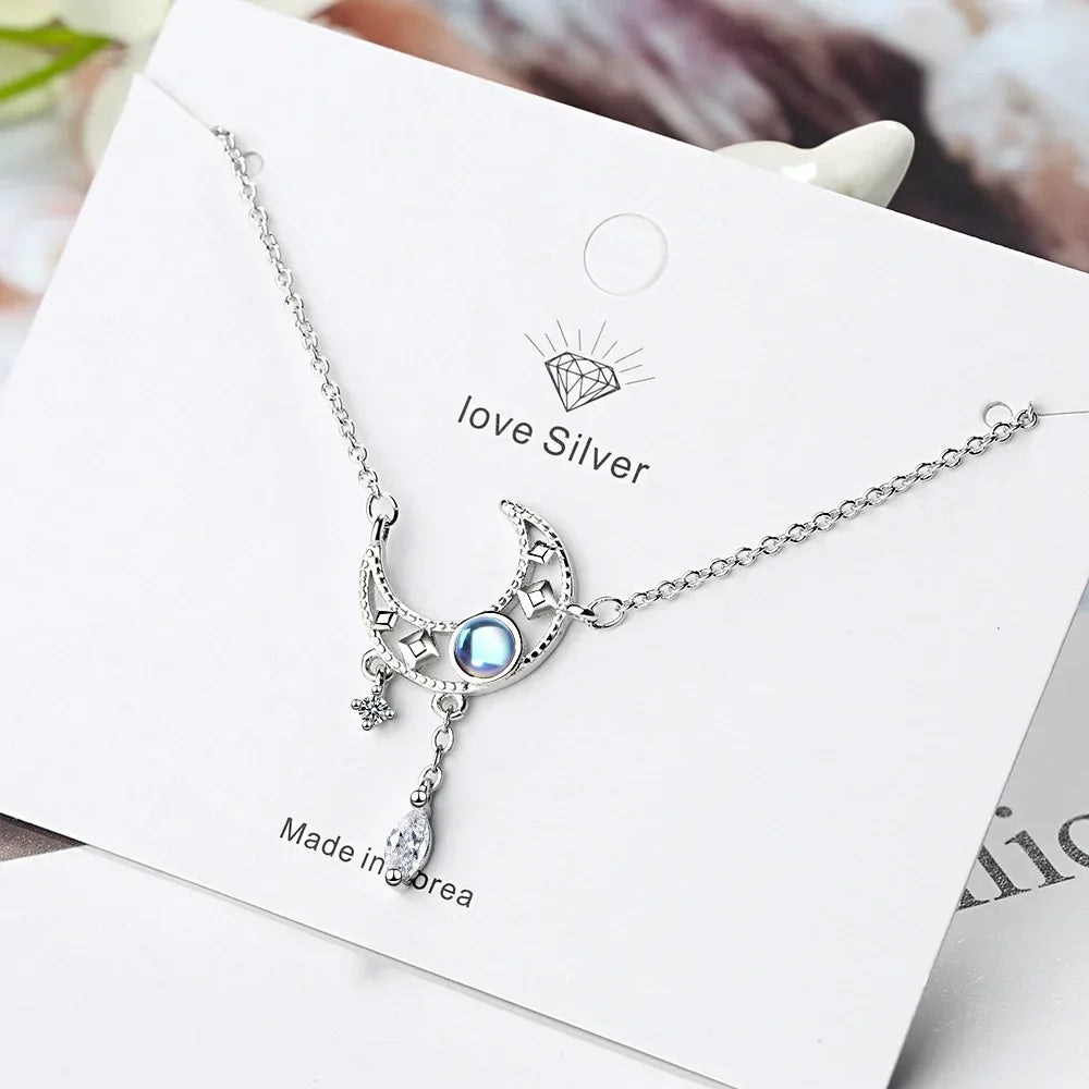 925 Sterling Silver Moon Pendant Necklace - Vélanoworld