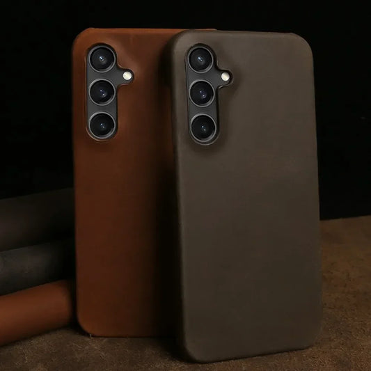 Genuine Leather Case for Samsung Galaxy – Retro Protective Cover - Vélanoworld