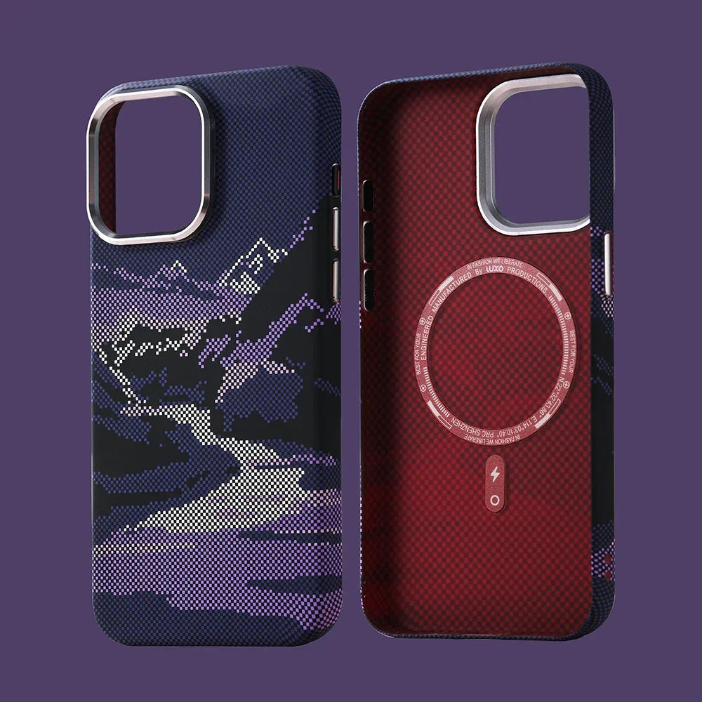 Premium Snow Mountain River Plaid Kevlar iPhone Case - Vélanoworld
