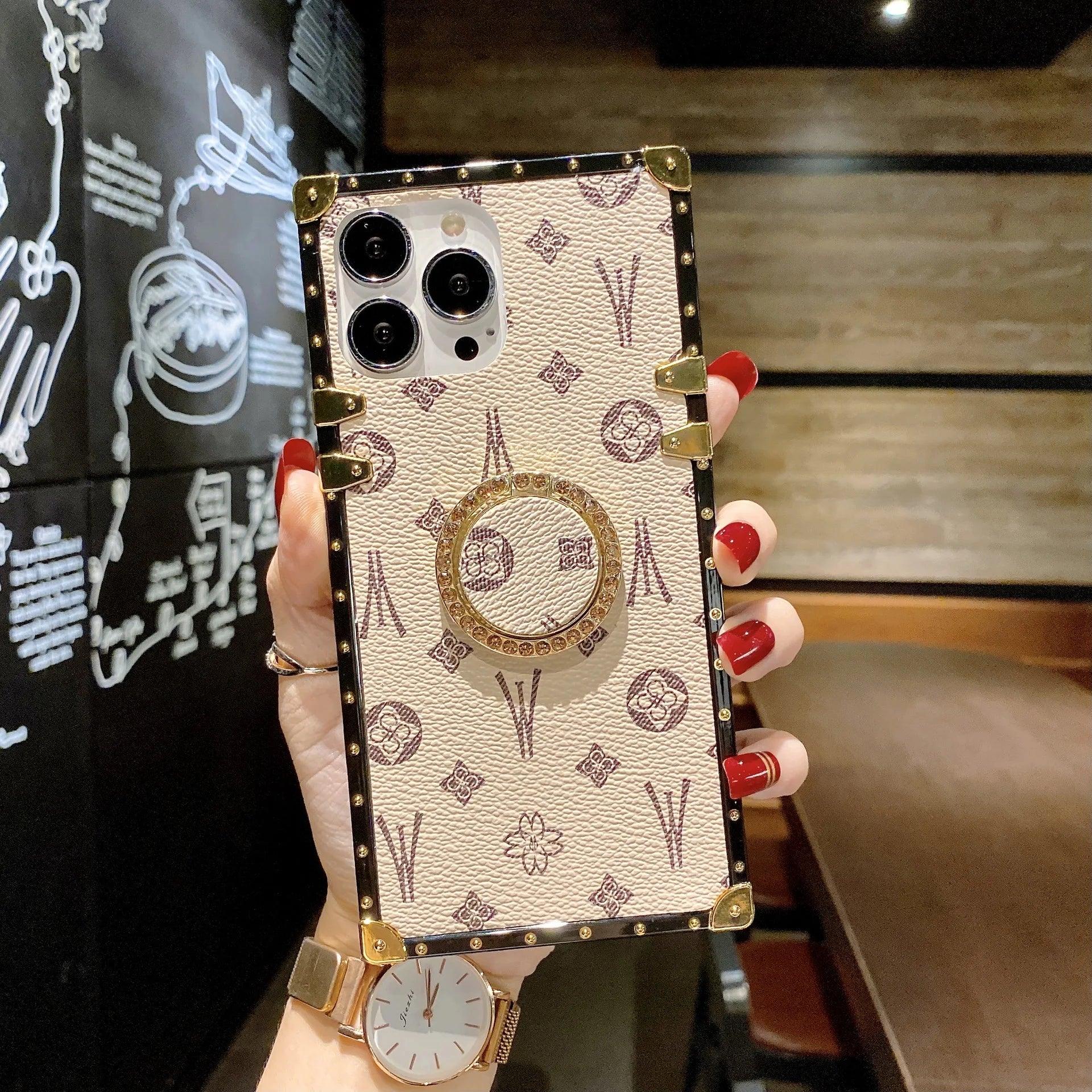 Leather Patterned iPhone Case with Ring Holder - Vélanoworld