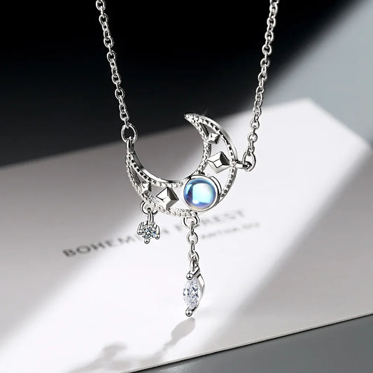 925 Sterling Silver Moon Pendant Necklace - Vélanoworld