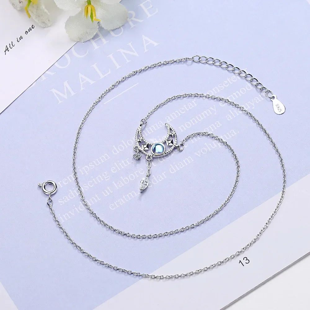 925 Sterling Silver Moon Pendant Necklace - Vélanoworld