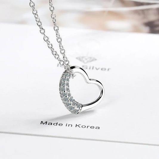 925 Sterling Silver Zircon Heart Necklace - Vélanoworld