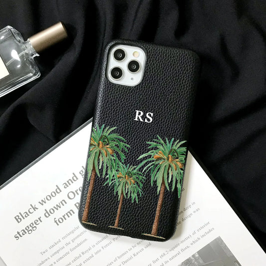 Personalised Palm Trees Leather Case - Vélanoworld