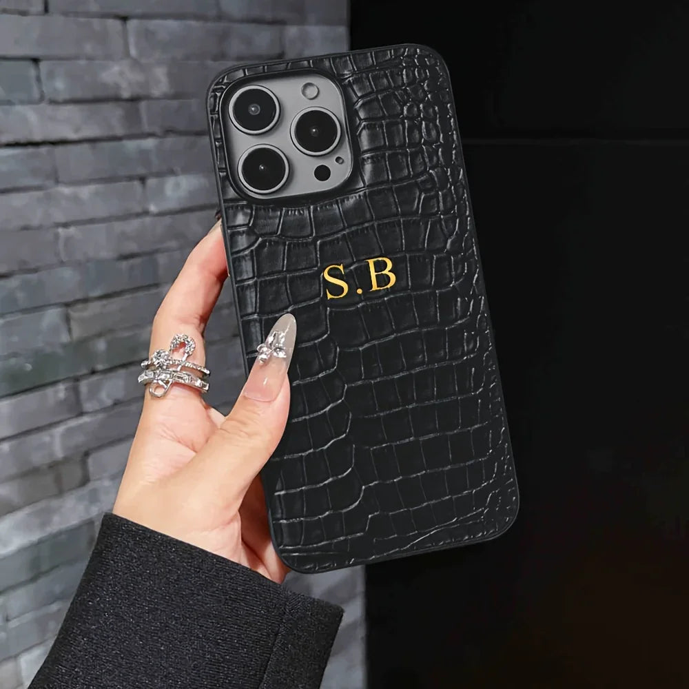 Personalised Crocodile Leather Phone Case - Vélanoworld