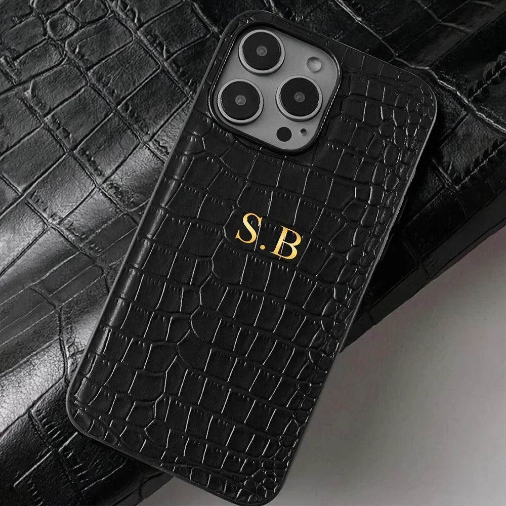Personalised Crocodile Leather Phone Case - Vélanoworld