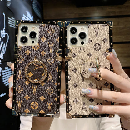 Leather Patterned Phone Case with Ring Holder