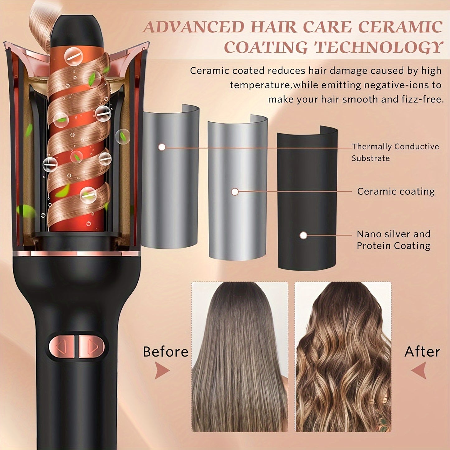 Automatic Ceramic Rotating Hair Curler – Professional Fast-Heating Air Spin Curling Wand