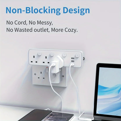 3 Way Plug Adapter with USB Ports